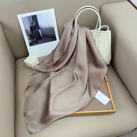 Silk Head Scarf for Women Satin Neck Scarves Square Solid Hair Bandana Headband 27.5"