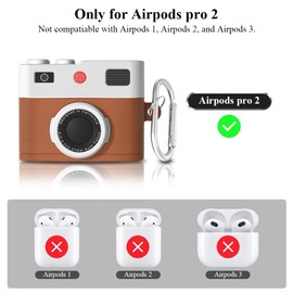 Dayinkes Compatible for Airpods Pro 2nd/1st Generation Case with Keychain, Camera Design for Airpods Pro 2 Case Cover 2022/2023, Shockproof Case Cover Compatible with Airpods Pro 2nd/1st（Brown）