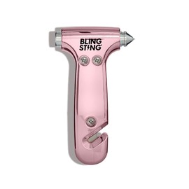 BLINGSTING Safety Hammer - Emergency Automotive Escape Tool with Window Breaker, Seat Belt Cutter & Adjustable Car Visor Strap - Tempered Glass Breaker - Steel Blade - Blush Rose Pink (1 Count)