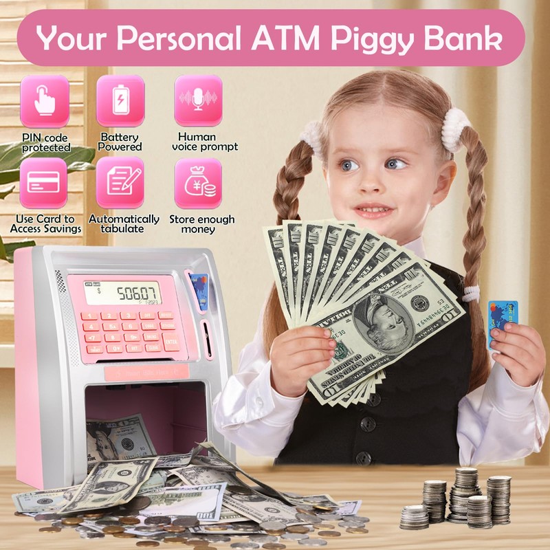 BKstar Kids Talking ATM Piggy Bank for Real Money with