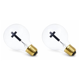 Mandala Crafts 3W Cross Light Bulbs with Crucifix Design (2 Pack) – Catholic & Orthodox Christian Decorative Light Bulb, Religious Accent Lamp, Clear Glass, E26 Base, Church & Home Altar Décor