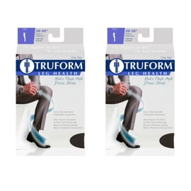 Truform Compression 20-30 mmHg Thigh High Dress Style Socks, Black, Small, 2 Count (1945BL-S 2PK)