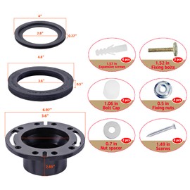 RV Toilet Seal and RV Toilet Flange Kit Compatible with RV 300/310/320 Toilets Replacement for 385345892 RV Floor Flange and 385311658 Flush Seal and 385311652 Base Seal 3 in 1 Combo Kit Black