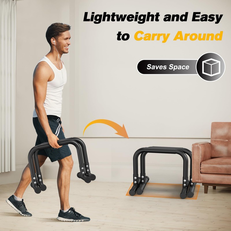 RELIFE REBUILD YOUR LIFE Push Up Bar,14in High Steel Parallettes