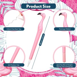 Sabary 12 Pieces Cute Flamingo Pens Gift Creative Flamingo Pen Novelty Plastic Pink Rubber Ballpoint Pens Black Ink 0.5 mm for Women Teacher Student Girlfriend Flamingo Party Favors Supplies