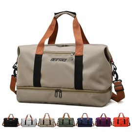 Sports Bag & Travel Bag for Men and Women - with Shoe Compartment & Wet Compartment, Large Capacity Travel Bag, Lightweight Training Bag, Waterproof Swimming Bag for Travel, Sports, Fitness, C -