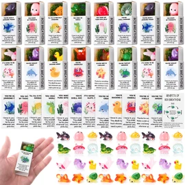 Halloscume 96 Sets Employee Appreciation Gift Box Bulk Mini Resin Sea Ocean Animals Breathing Gift Bulk Emotional Support Positive Box for Staff Coworkers Team Mental Health Care