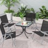 Black Tempered Glass Top Patio Table with Heavy-Duty Metal Frame