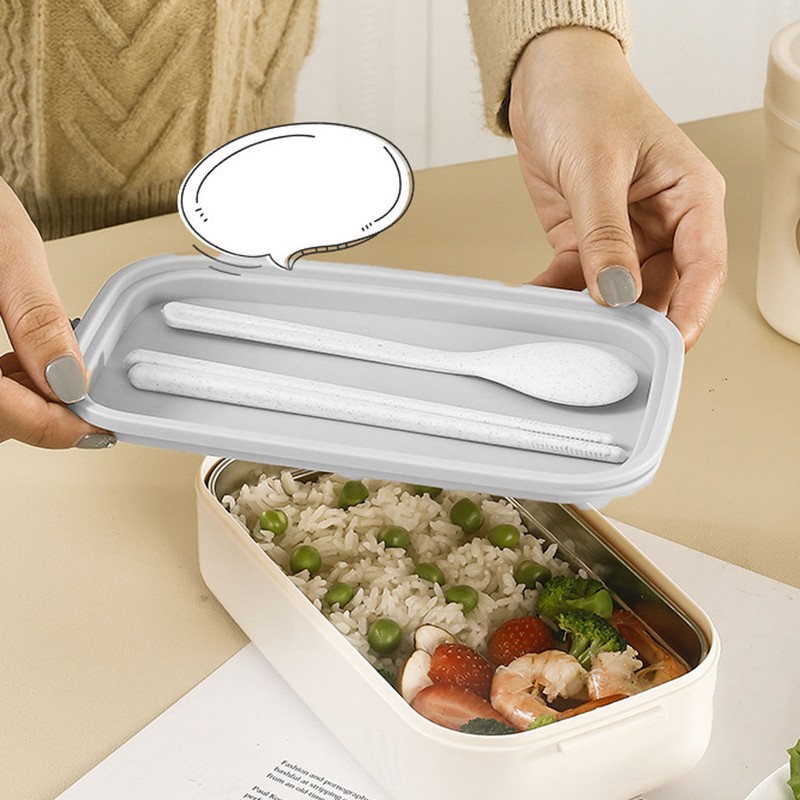 Double Layer Bento Box 316 Stainless Steel Compartment Portable Lunch