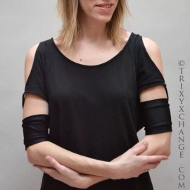 Trixy Xchange Stretchy Arm Bands Super Hero Costume Black Gloves Cuffs Cosplay Armbands Adult