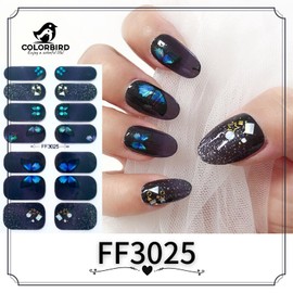 COLORBIRD Nail Seal, Sparkling Swallowtail, Spring/Summer, Just Stick on Manicure, Crystal, Cute, Butterfly, Flower, Sheer, Foil, Pearl Parts (FF3025 FF3026)