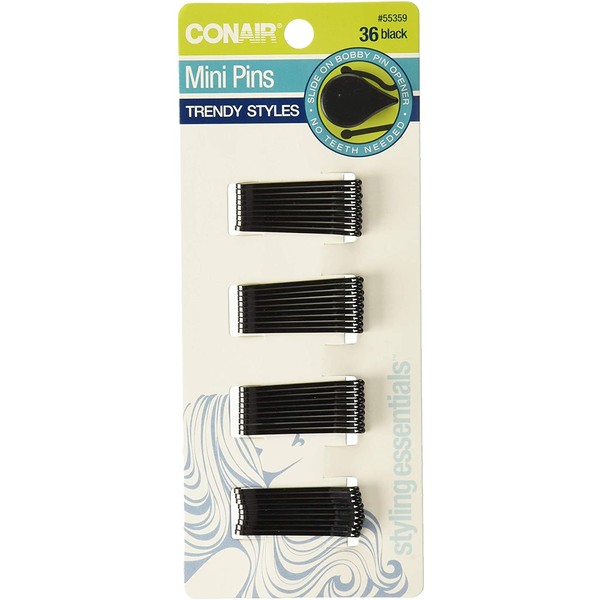Conair Styling Essentials Mini Pins, Black 36 ea