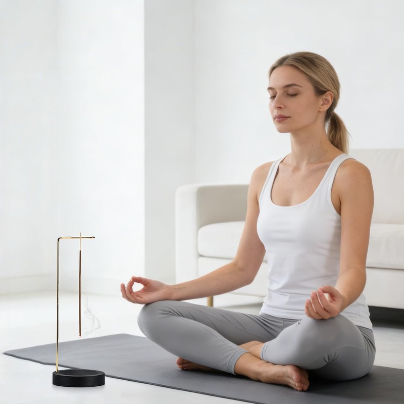 TIHNY 2-in-1 Wooden Incense Stick Holder with Cone Spool, Upside