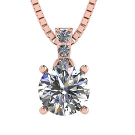 Central Diamond Center 4 Prong Round Solitaire Simulated Diamond Necklace in Sterling Silver & Zirconia - 3.00ct Rose