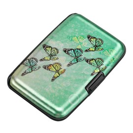 ELFISH Mini RFID Aluminum Wallet Credit Cards Holder Business Card Case Metal ID Case for Men Women（Fly Butterfly