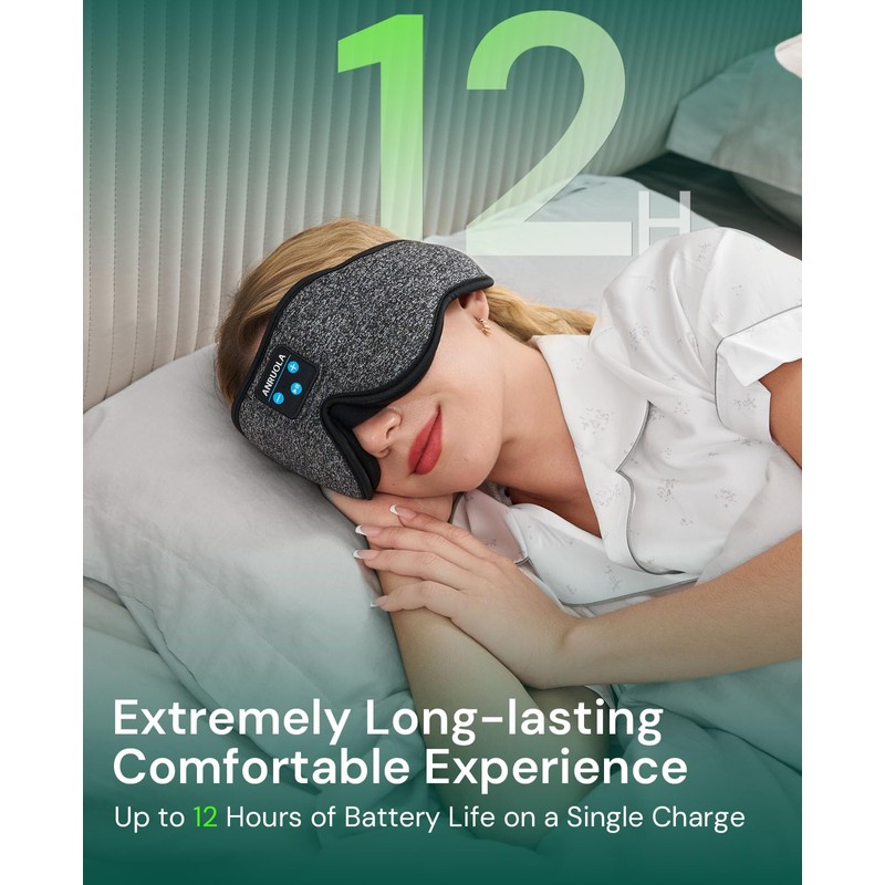 Bluetooth Sleep Mask with Wireless Headphones – Soft 3D Contoured