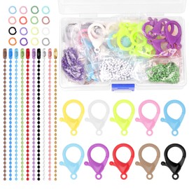 Wokape 150PCS Keychain Clip Assortment Set, Plastic Lobster Claw Clasps with O-ring Colored Bead Keychain, Key Chain Hooks in 10 Assorted Colors for Purse, Keys, Toys, Crafts, and DIY Projects
