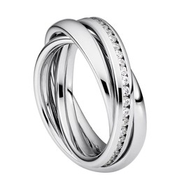 Heideman Women's Trini Ring Made of Stainless Steel Silver Coloured Polished Women's Ring for Women Roll Ring Play Ring Triple Ring, Stainless Steel, Cubic Zirconia