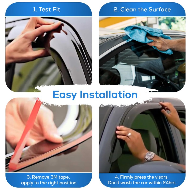 IG Window Visor for Jeep Liberty 2008-2014, Rain Guard Tape-On