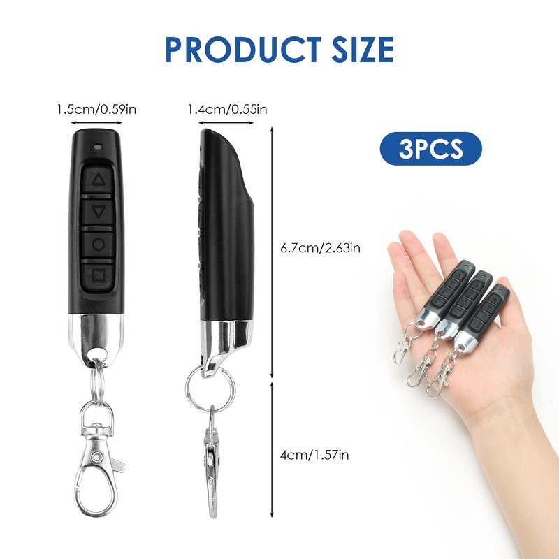 3 Pcs 433MHz Copy Remote Opener, 4 in 1 Remote
