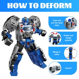 CLIUNT Transforming Robot Toy Car for Kids 2-12 Years, Constructo Transforming Toy Car, Friction Booster Car Toy Robot, Birthday Gift for Boys and Girls