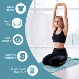 Yuilgdo Yoga Towels, Non Slip Hot Yoga Mat Towel with Grip Dots,Super-Absorbent Soft Microfiber Yoga Blanket for Pilates, Fitness and Workout 72inch x 24inch Blue