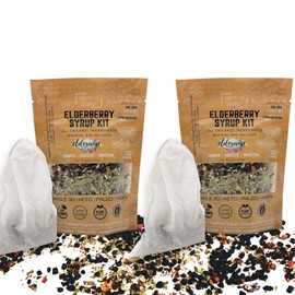 Elderberry Syrup Kits 2X - Each Makes Approx. 32oz - Includes Brewing Bags - Organic Ingredients - Elderberries - Rosehips - Ginger - Echinacea - Cinnamon - Cloves - Elderwise Organics