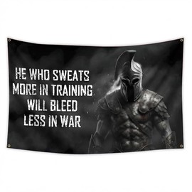 3x5 Ft Motivational Spartan Warrior Flag with 4 Brass Grommets