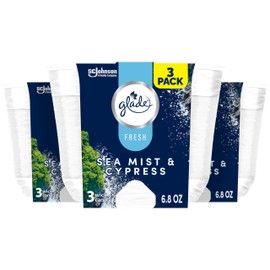 Glade 3-Wick Scented Candle Jar, Sea Mist & Cypress, Air Freshener Infused with Essential Oils, 6.8 Oz, 3 Count