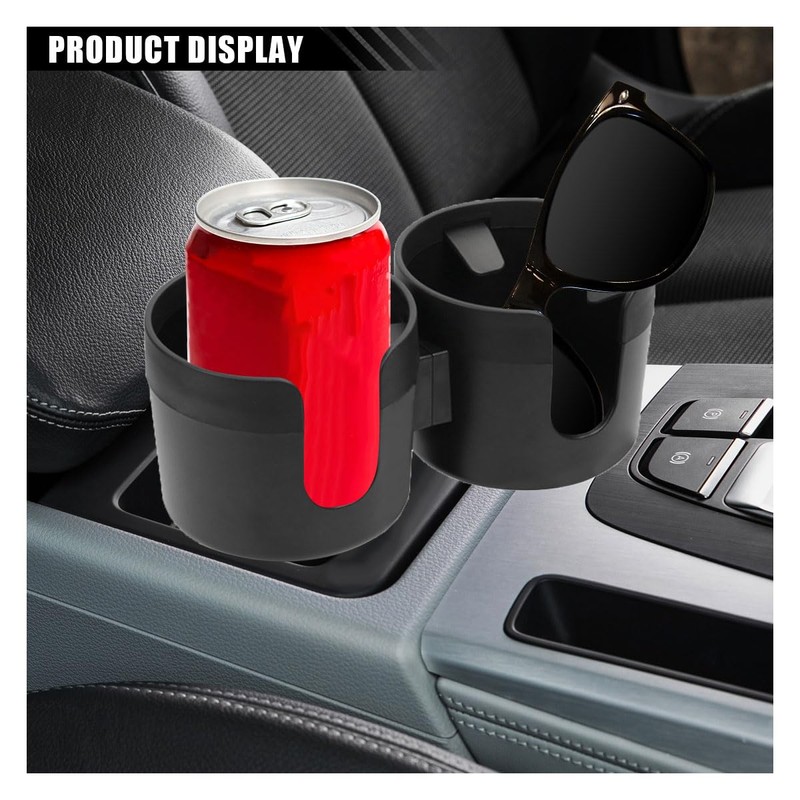 Car Double Cup Holder Extender, 2-in-1 Car Cup Holder Adapter