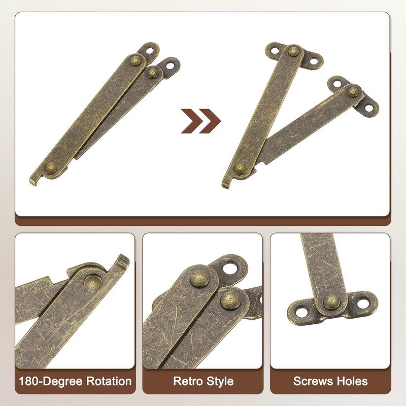 sourcing map 2Pcs 3.2" Folding Lid Support Hinges, Lift Up