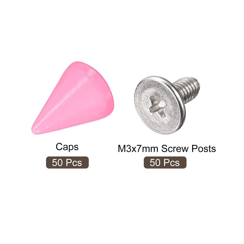 sourcing map 50 Sets Cone Spikes Studs, 7x10mm Studs and