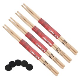 Wincent 5AXXL Hickory Woodtip Drumsticks 4 Pairs + Keepdrum Damper Pads