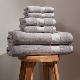 100% Organic Cotton Bath Towel Set | Bathroom Luxury Towel Set of 6 | GOTS Certified | Hotel Premium Towels | 700 GSM | 2 Bath Towel 30 x 56 | 2 Hand Towel 16 x 30 | 2 Wash Cloth 13 x 13 | Dark Gray