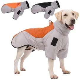 Abrigo de Perro,Chaleco de Perro con arnés Incorporado, Dos piernas Perro Abrigo de Invierno,Tiempo frío Chaquetas Impermeables a Prueba de Viento Abrigos de Perro 3XL Naranja
