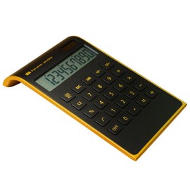 yescool Calculator, Slim Elegant Design, Office/Home Electronics, Dual Powered Desktop Calculator, Solar Power, 10 Digits, Tilted LCD Display, Inclined Design, Black (Slim)