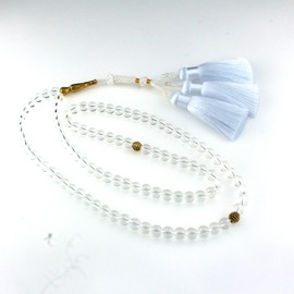 beirunde Muslims Islamic Dhikr Tasbeeh Tasbih Prayer Beads, 99 Crystal Clear Quartz Beads with Tassel