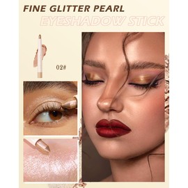 Cream Shimmer Eyeshadow Pen, Highly Pigmented Eyeshadow Pen, Mineral Waterproof Eye Shadow,Pearlescent Silkworm Eyeshadow Stick, Waterproof, Long-Lasting Eye Highlighter Pen-02#
