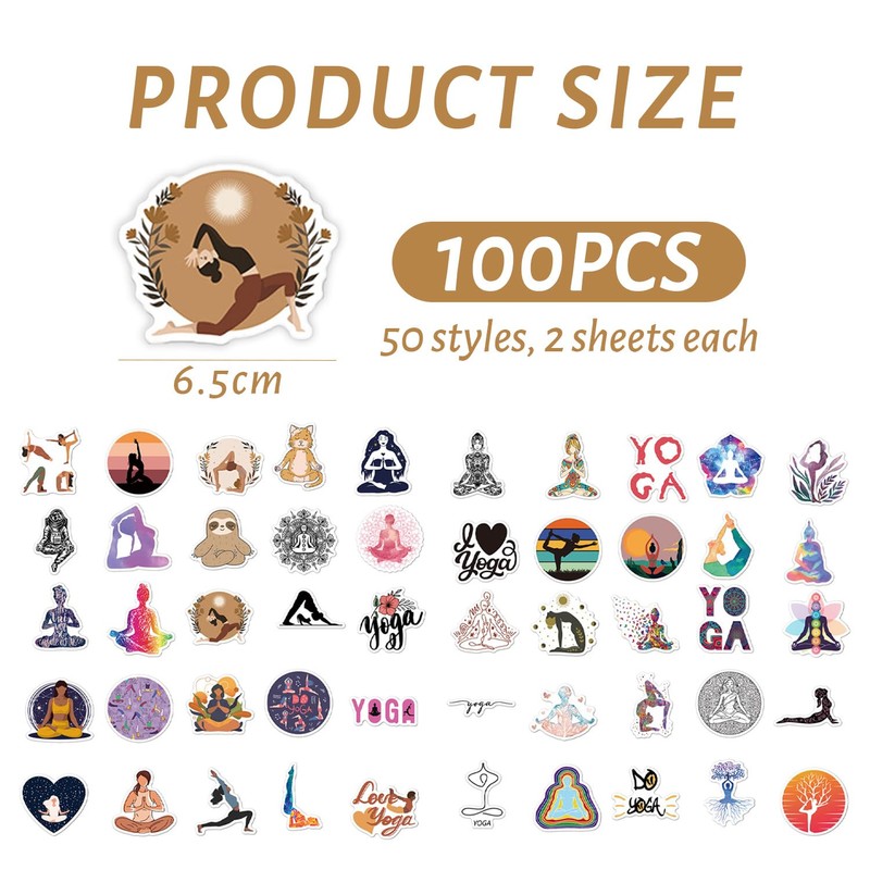 UDNFHL 100 Yoga Themed Stickers, Creative Graffiti Stickers That Can