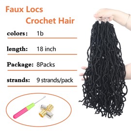 Vemet Soft Locs 18 Inch Synthetic 8 Packs Faux Locs Pre Looped Curly Wavy Crochet Hair For Black Women Hair Extensions