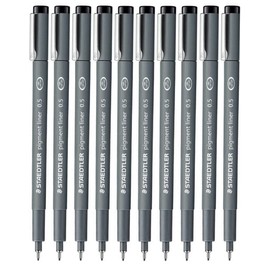 STAEDTLER Staedtler 0.5 Mm Pigment Liner Fineliner Sketching Drawing Drafting Pens Pack Of 10