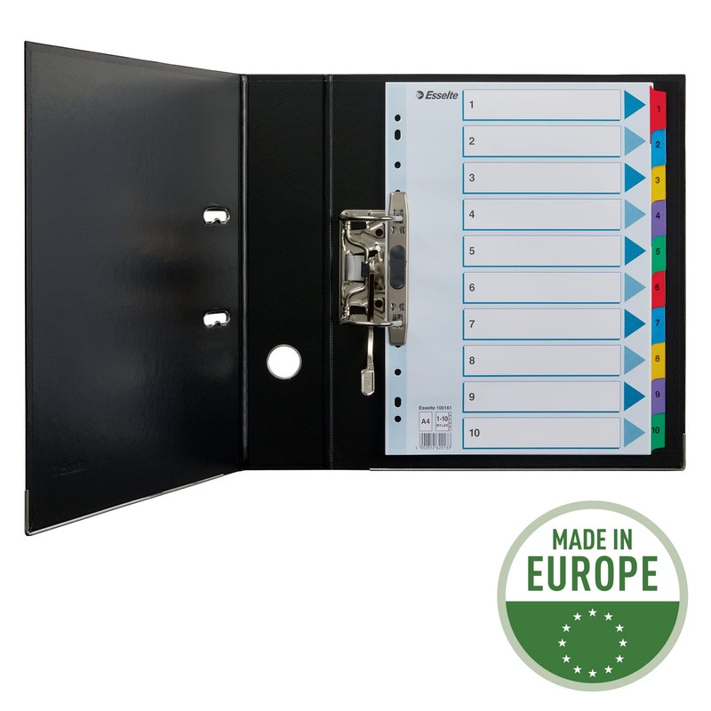 Esselte 100161 A4 1-10 Index, Heavy Duty Cardboard with Mylar