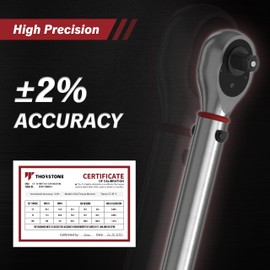 Thorstone Torque Wrench 1/2 drive, 10-150 FT-LB/13.6~203.5 Nm click torque wrench, ±2% Clockwise High Accuracy 1/2 Drive Adjustable Click Torque Wrench, Dual-Direction and Dual Range Scales