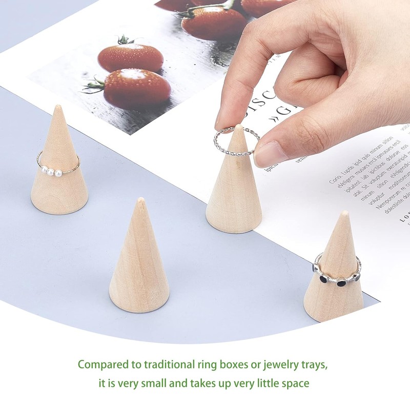 Lcvasvuz 10 Pcs Wooden Ring Display Stand Jewelry Holder Organiser