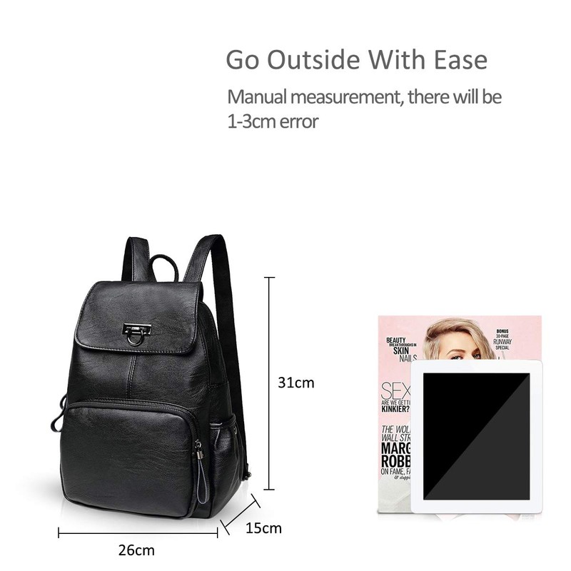 NICOLE & DORIS Woman Faux Leather Backpack Casual Daypack Ladies