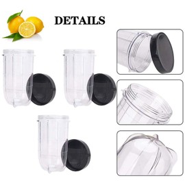 Nicoone Pack of 3 Replacement Cups for Magic Bullet 250 W, 16 oz Replacement Cup Cup with Lid, Compatible with Magic Bullet 250 W Blender Juicer
