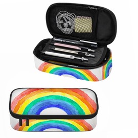Xuwenz Rainbow Pencil Case Happy Mood Hope Colorful Pencil Bag Pouch Box Organizer for College School Students Boy Girl