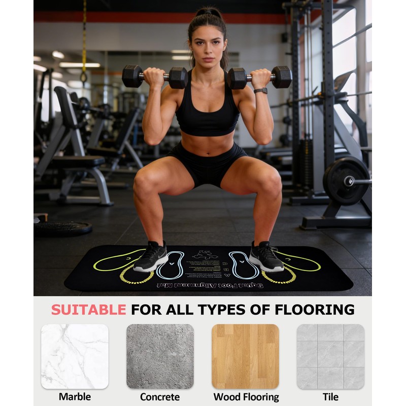 Squat Mat with Foot Position,Large Non-Slip Squat Target Pad， Pad