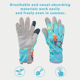 HAFRILY Damen-Gartenhandschuhe, klein, dornensicher, Mikrofaser, Gartenarbeitshandschuhe mit Touchscreen-Finger, für Hof, Gartenreinigung, Camping, Landschaftsbau, sichere Arbeitshandschuhe, Seeblau