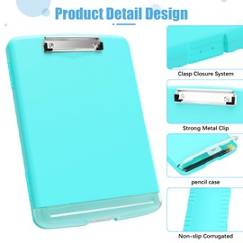 Hongri Clipboard with Storage with Pen Holder, Folder Nursing Clip Board 8.5 x 11 Foilo-Side Opening, High Capacity, Light Weight for Teachers, Classroom. Size 14 x 9.6 x 1.2 in(Light Green)